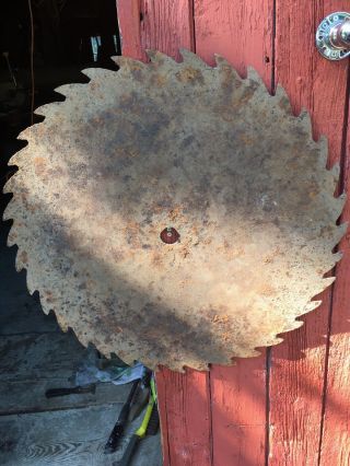 Vintage 27.  5” Diameter Rustic Buzz Saw Mill Blade 36 Tooth,  Rusty Surface 3