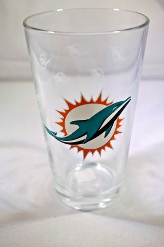 Miami Dolphins Satin Etch 16oz Collector Pint Beer Glass