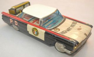 Ichiko 1959 Oldsmobile Highway Patrol Police Car,  Vintage Tin Japan Friction Toy