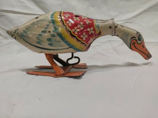 Vintage " Gertie The Galloping Goose ",  Pressed Tin,  Wind - Up Toy,  And Well.