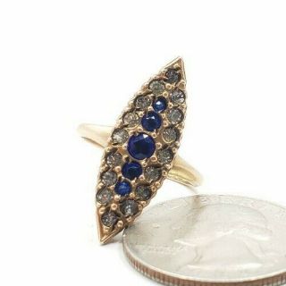 Unique Vintage Victorian Yellow Gold Filled Rhinestone Ladies Ring Size 6.  75