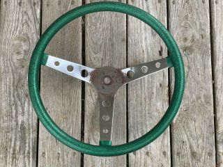 Vintage Superior 500 Green Metal Flake Steering Wheel - Gasser Hot Rod Custom