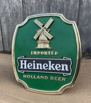 Heineken Imported Holland Beer Sign Vintage With Stand Windmill