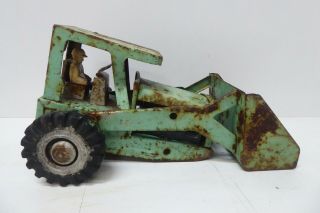 Vintage Boomaroo Pressed Metal Bull Dozer Toy Truck 1950s Tractor Loader