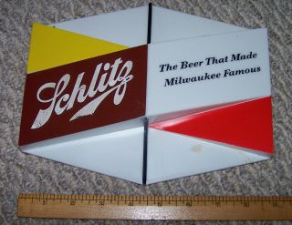 Small Vintage 1955 Schlitz The Beer That Made Milwaukee Famous Plastic Sign Kcs