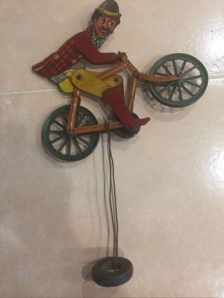 1920s Charlie Chaplin Riding Bike Tin Balance Toy