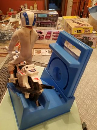 Vintage Ideal 1972 1973 Evel Knievel Stunt Cycle with rare Blue Launcher EK - 001 3