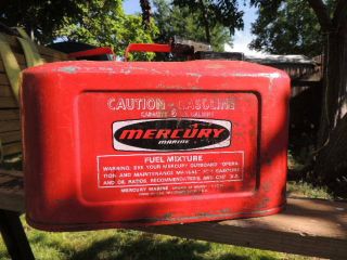 Vintage Mercury Marine 6 - Gallon Metal Outboard Motor Gas Tank Good