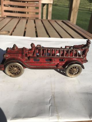 1920s Cast Iron Fire Engine / Ladder Truck Toy In Paint By A C Williams