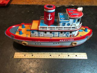 Modern Toys Mt Made In Japan Tug Boat Neptune Battery Operated Red