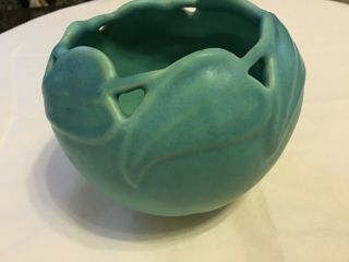 Vintage Van Briggle Colo Spgs Philodendron Blue Pottery Vase 4” Tall