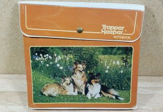 Vintage Mead Trapper Keeper 3 Ring Binder Dogs Collies Orange