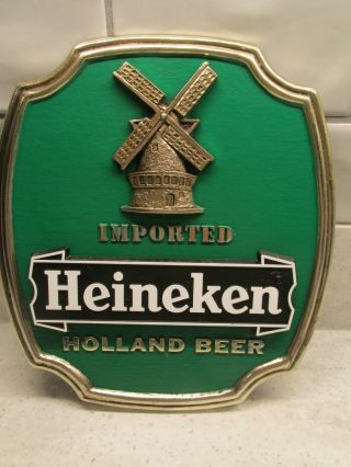 Heineken Imported Holland Beer Sign Vintage With Stand Man Cave Bar Windmill Nos