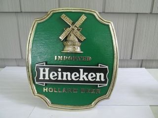 Heineken Imported Holland Beer Sign vintage With Stand Man Cave Bar Windmill NOS 3