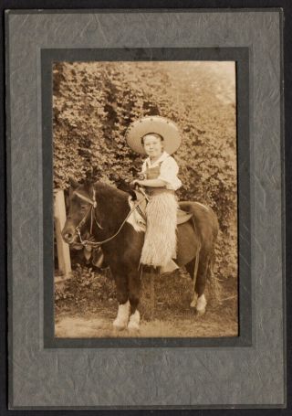 Silver Gun Wooly Chaps Cowboy Costume Sombrero Pony Boy 1930s Vintage Photo