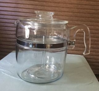 Pyrex 7759 Flameware 9 Cup Glass Coffee Pot Percolator - Vintage Exc.