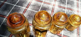 Vintage LE Smith Honey Amber Glass Apothecary Canister Jar Set 60’s 2