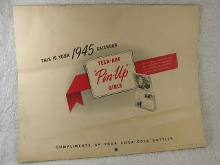 Vtg 1945 Teenage Pin Up Girls Coca - Cola Calendar Complete Advertising Minty