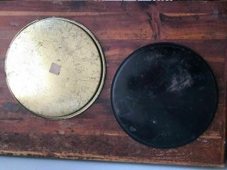 2 Vintage Painted Tin Round Metal Trays Indian Chief & Moose 11 inch 2