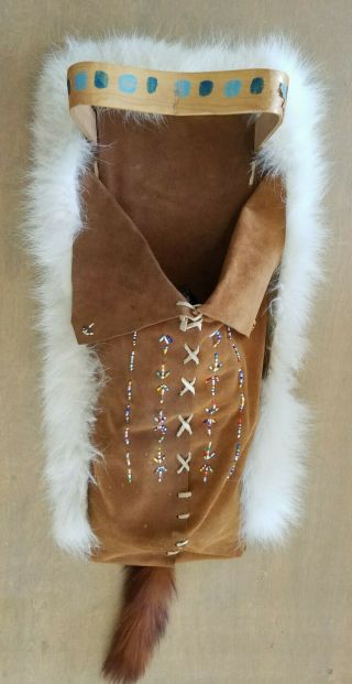 22 " Handcrafted Native American Indian Eskimo Papoose Real Fox Cradleboard
