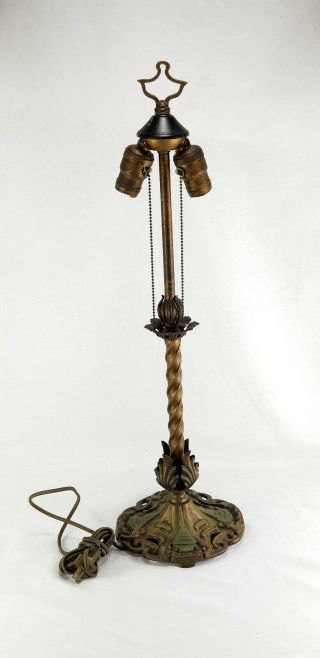 Vintage Art Deco Figural Cast Iron Table Lamp Light Electric Wrought Style Part