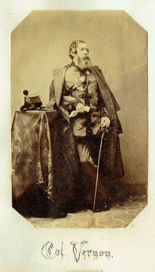 Victorian Cdv Type Photo Military Man In Uniform Col Vernon
