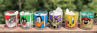 Vintage 1991 Looney Tunes Plastic Cups Complete Set Of 6 Zak Designs Hard2find