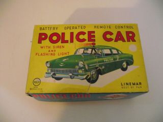 Marx Linemar Battery Operated Police Car With Siren & Flashing Light And Box