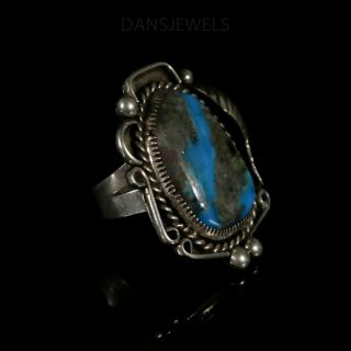 Gorgeous Old Pawn Vintage NAVAJO BISBEE Blue Natural Turquoise Ring SZ 7 1/2 2
