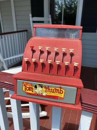 Vintage Tom Thumb Red Metal Cash Register Western Stamp Co.  1950s Toy