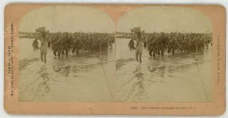 Philippine American War 17th Infantry Crossing River Stereoview 21573