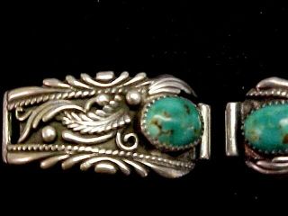 Vintage 50,  Yr Old Navajo - Turquoise Sterling Silver Watch Tips - Highly Detailed