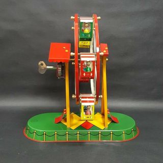 JW Altes Nuremberg Germany Tin Lithograph Ferris Wheel Key Windup Toy 2