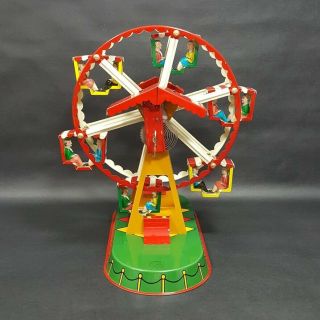 JW Altes Nuremberg Germany Tin Lithograph Ferris Wheel Key Windup Toy 3