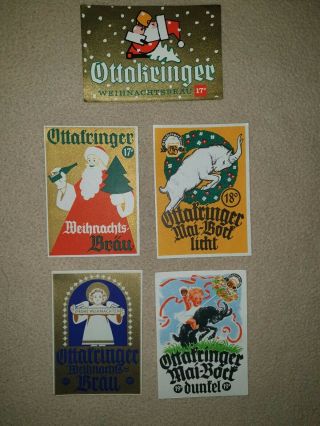 5x Old Ottakringer Beer Labels.  Austria