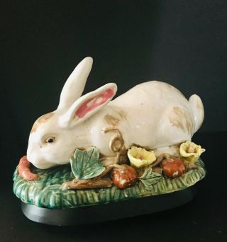 Large Vintage Hand Crafted Ceramic Bunny Rabbit Figurine On Dedicated Stand