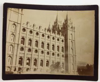 Rare Unpublished Mormon Temple,  Salt Lake City,  Utah Albumen Photograph,  1890s