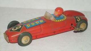 Vintage Marx Tin Litho 9.  5 " Wind Up Indy 500 3 Open Wheel Race Car - Great