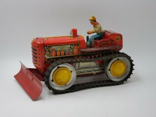 Vintage Marx Metal Tin Litho Tractor Toy Td 18 Wind - Up Red Diesel 12 Complete