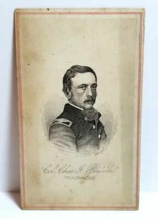 Union Army Civil War Colonel Charles Biddle,  Cdv Photo Engraving,  Philadelphia