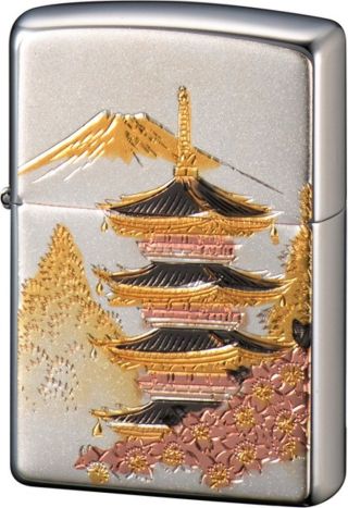 Zippo Japanese Kyoto Temple Five - Storied Pagoda Japan Limited Oil Lighter