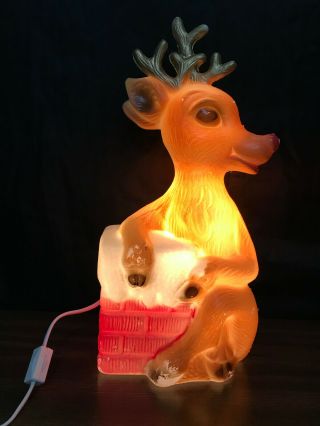 Vtg Christmas Rudolph Red Nosed Reindeer Light Up Poloron Blow Mold 15 " Holiday