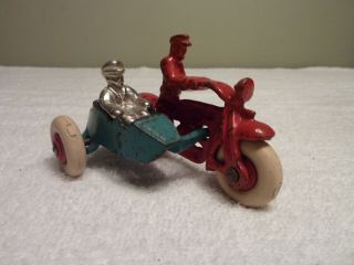 Hubley Cast Iron Motorcycle With Sidecar 4 " 1930 