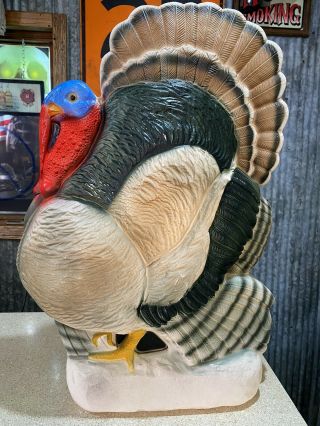 Vintage Thanksgiving Light Up Blow Mold Turkey Union Don Featherstone 25 "