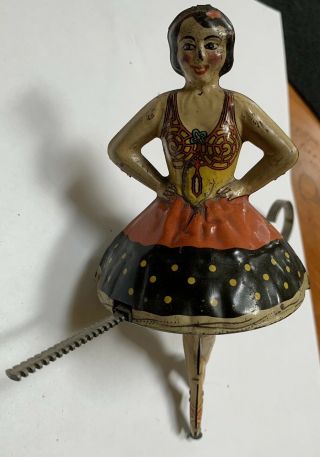 1930’s Louis Marx Tin Litho Friction Spinning Top Ballerina - Mar Toys -