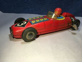 Vintage Marx Tin Litho Wind Up Indy 500 3 Open Wheel Race Car 9.  5 " Great
