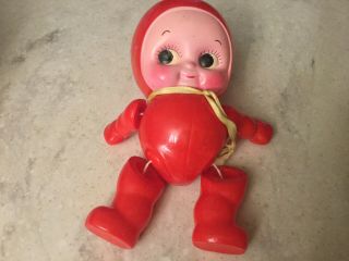 Vintage Red Celluloid Snow Baby Strung Jointed Kewpie Doll Japan