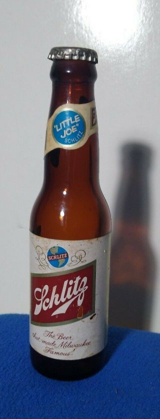 Vintage Empty Beer Bottle 7 Oz Schlitz " Little Joe " Schlitz Brewing Milwaukee