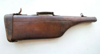 Vintage Leg Of Mutton Leather Gun Case Slip Shotgun Cartridge Rifle Bag Game