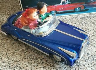 1970s Vintage China Tin Plate Battery Operated Classic Toy Car Runs Well Mib